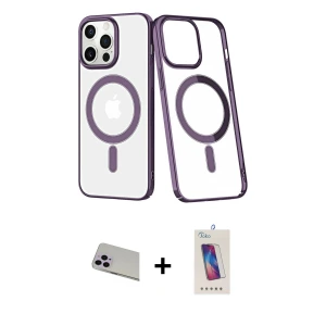 ieg™ iPhone 13 Pro Max Kılıf Yörünge Minimal - Siyah Joko 5D Cam + Rainbow Kamera Lens Koruma Cam - MR