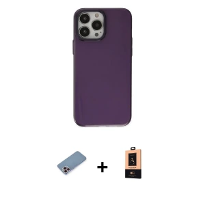 ieg™ iPhone 13 Pro Max Kılıf Zirve Doku Koleksiyonu - Şeffaf Maxco Cam Ekran Koruyucu + Shine Kamera Lens Koruma Cam - PE