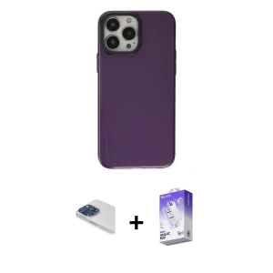 ieg™ iPhone 13 Pro Max Kılıf Zirve Doku Koleksiyonu - Siyah Bilvis 5in1 3D Magic Cam Ekran Koruyucu + Pers Alüminyum Kamera Lens - LT