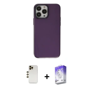 ieg™ iPhone 13 Pro Max Kılıf Zirve Doku Koleksiyonu - Siyah Bilvis 5in1 3D Magic Cam Ekran Koruyucu + Shine Kamera Lens - GD