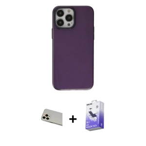 ieg™ iPhone 13 Pro Max Kılıf Zirve Doku Koleksiyonu - Siyah Bilvis 5in1 5D Magic Hayalet Cam Ekran Koruyucu + Rainbow Kamera Lens Koruma Cam - REGD