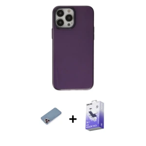ieg™ iPhone 13 Pro Max Kılıf Zirve Doku Koleksiyonu - Siyah Bilvis 5in1 5D Magic Hayalet Cam Ekran Koruyucu + Shine Kamera Lens Koruma Cam - PE