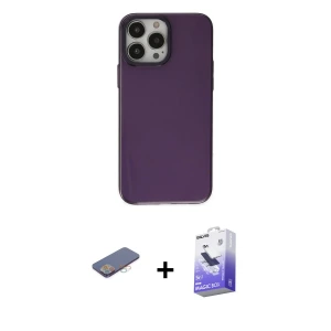 ieg™ iPhone 13 Pro Max Kılıf Zirve Doku Koleksiyonu - Siyah Bilvis 5in1 5D Magic Hayalet Cam Ekran Koruyucu + Renkli Kamera Lens Koruma Cam - PE