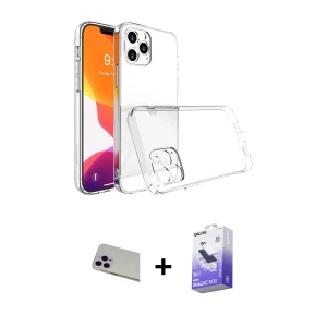 ieg™ iPhone 13 Pro Max Kılıf Zirve Doku - Siyah Bilvis 5in1 5D Magic Hayalet Cam Ekran Koruyucu + Rainbow Kamera Lens Koruma Cam - MR