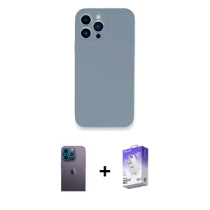 ieg™ iPhone 13 Pro Max Kılıf Zirve Modern Özel Seri - Siyah Bilvis 5in1 3D Magic Cam Ekran Koruyucu + Neon Fosforlu Kamera Lens - MI