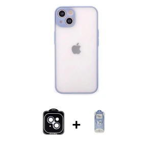 ieg™ iPhone 14 Kılıf Ahenk Çizgi Serisi - Siyah Joko Magic 5D Cam + PVD Metal Kamera Lens - MI