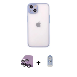 ieg™ iPhone 14 Kılıf Ahenk Çizgi Serisi - Siyah Joko Magic 5D Cam + Raze Metal Kamera Lens - SH