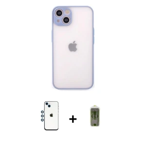 ieg™ iPhone 14 Kılıf Ahenk Çizgi Serisi - Siyah Joko Magic 5D Hayalet Cam + Shine Kamera Lens - MI