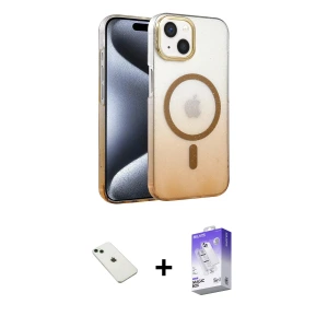 ieg™ iPhone 14 Kılıf Ahenk Doku Özel Seri - Siyah Bilvis 5in1 3D Magic Cam Ekran Koruyucu + Diamond Kamera Lens - YL