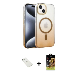 ieg™ iPhone 14 Kılıf Ahenk Doku Özel Seri - Siyah Buffer Cam Ekran Koruyucu + Diamond Kamera Lens - YL