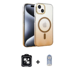 ieg™ iPhone 14 Kılıf Ahenk Doku Özel Seri - Siyah Joko Magic 5D Cam + PVD Metal Kamera Lens - YL