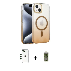 ieg™ iPhone 14 Kılıf Ahenk Doku Özel Seri - Siyah Joko Magic 5D Hayalet Cam + Shine Kamera Lens - YL
