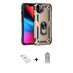 ieg™ iPhone 14 Kılıf Ahenk Klasik Koleksiyonu - Siyah Joko Magic 5D Cam + Diamond Kamera Lens - PE