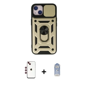 ieg™ iPhone 14 Kılıf Ahenk Klasik - Siyah Joko Magic 5D Cam + Shine Kamera Lens - KI