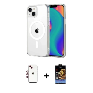 ieg™ iPhone 14 Kılıf Ahenk Minimal Serisi - Siyah Buffer Hayalet Cam Ekran Koruyucu + Shine Kamera Lens - KI