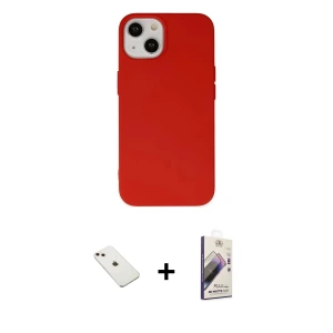 ieg™ iPhone 14 Kılıf Ahenk Serisi - Siyah Bilvis 3D Mat Cam Ekran Koruyucu + Diamond Kamera Lens - PE