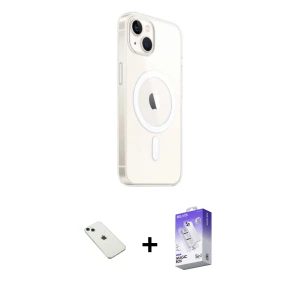 ieg™ iPhone 14 Kılıf Ahenk Yansıma Prime - Siyah Bilvis 5in1 3D Magic Cam Ekran Koruyucu + Diamond Kamera Lens - YL
