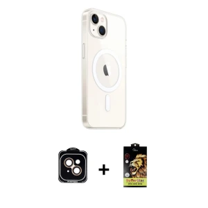 ieg™ iPhone 14 Kılıf Ahenk Yansıma Prime - Siyah Buffer Cam Ekran Koruyucu + PVD Metal Kamera Lens - TU