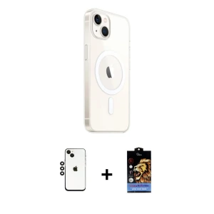 ieg™ iPhone 14 Kılıf Ahenk Yansıma Prime - Siyah Buffer Hayalet Cam Ekran Koruyucu + Shine Kamera Lens - SH