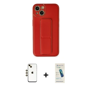 ieg™ iPhone 14 Kılıf Akış Doku - Şeffaf Pasifik Cam Ekran Koruyucu + Shine Kamera Lens - GD