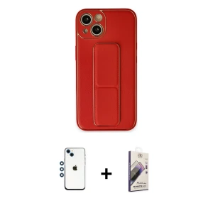 ieg™ iPhone 14 Kılıf Akış Doku - Siyah Bilvis 3D Mat Cam Ekran Koruyucu + Shine Kamera Lens - MI