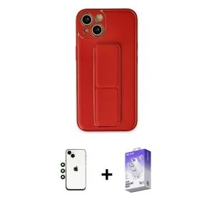 ieg™ iPhone 14 Kılıf Akış Doku - Siyah Bilvis 5in1 3D Magic Cam Ekran Koruyucu + Shine Kamera Lens - YL
