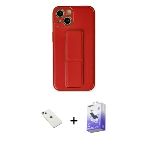 ieg™ iPhone 14 Kılıf Akış Doku - Siyah Bilvis 5in1 5D Magic Hayalet Cam Ekran Koruyucu + Diamond Kamera Lens - YL
