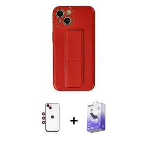 ieg™ iPhone 14 Kılıf Akış Doku - Siyah Bilvis 5in1 5D Magic Hayalet Cam Ekran Koruyucu + Shine Kamera Lens - KI