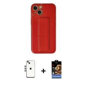 ieg™ iPhone 14 Kılıf Akış Doku - Siyah Buffer Hayalet Cam Ekran Koruyucu + Shine Kamera Lens - GS