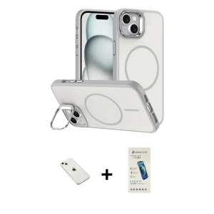 ieg™ iPhone 14 Kılıf Çekirdek Klasik - Şeffaf Pasifik Cam Ekran Koruyucu + Diamond Kamera Lens - SABE