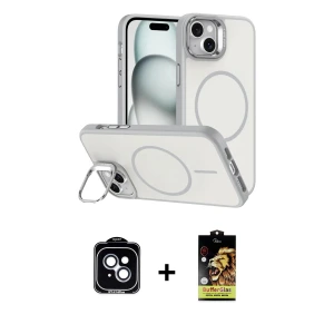 ieg™ iPhone 14 Kılıf Çekirdek Klasik - Siyah Buffer Cam Ekran Koruyucu + PVD Metal Kamera Lens - MI