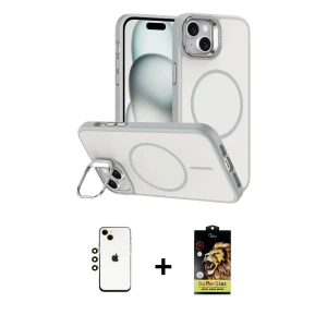 ieg™ iPhone 14 Kılıf Çekirdek Klasik - Siyah Buffer Cam Ekran Koruyucu + Shine Kamera Lens - GD