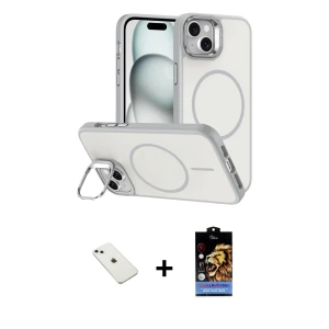 ieg™ iPhone 14 Kılıf Çekirdek Klasik - Siyah Buffer Hayalet Cam Ekran Koruyucu + Diamond Kamera Lens - SABE