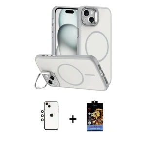 ieg™ iPhone 14 Kılıf Çekirdek Klasik - Siyah Buffer Hayalet Cam Ekran Koruyucu + Shine Kamera Lens - GI