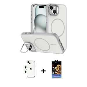 ieg™ iPhone 14 Kılıf Çekirdek Klasik - Siyah Buffer Hayalet Cam Ekran Koruyucu + Shine Kamera Lens - YL