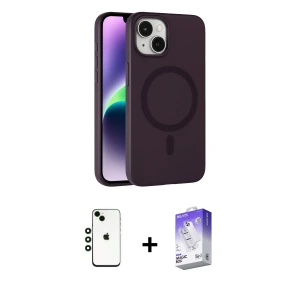 ieg™ iPhone 14 Kılıf Çekirdek Modern Prime - Siyah Bilvis 5in1 3D Magic Cam Ekran Koruyucu + Shine Kamera Lens - YL