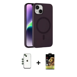 ieg™ iPhone 14 Kılıf Çekirdek Modern Prime - Siyah Buffer Cam Ekran Koruyucu + Shine Kamera Lens - YL