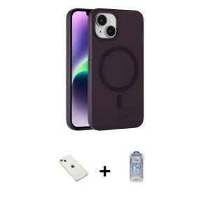 ieg™ iPhone 14 Kılıf Çekirdek Modern Prime - Siyah Joko Magic 5D Cam + Diamond Kamera Lens - PE