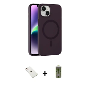 ieg™ iPhone 14 Kılıf Çekirdek Modern Prime - Siyah Joko Magic 5D Hayalet Cam + Diamond Kamera Lens - KI