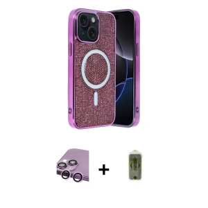 ieg™ iPhone 14 Kılıf Eksen Çizgi - Siyah Joko Magic 5D Hayalet Cam + Raze Metal Kamera Lens - MR