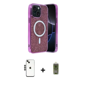 ieg™ iPhone 14 Kılıf Eksen Çizgi - Siyah Joko Magic 5D Hayalet Cam + Shine Kamera Lens - SH