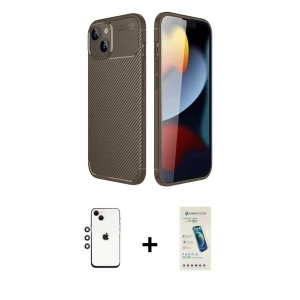 ieg™ iPhone 14 Kılıf Eksen Form Prime - Şeffaf Pasifik Cam Ekran Koruyucu + Shine Kamera Lens - GI