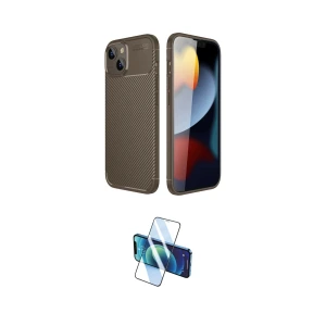 ieg™ iPhone 14 Kılıf Eksen Form Prime - Siyah 3D Antistatik Cam Ekran Koruyucu