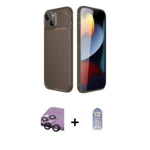 ieg™ iPhone 14 Kılıf Eksen Form Prime - Siyah Joko Magic 5D Cam + Raze Metal Kamera Lens - SH
