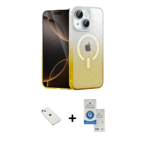 ieg™ iPhone 14 Kılıf Eksen Minimal Özel Seri - Şeffaf Royal Nano Ekran Koruyucu + Diamond Kamera Lens - PE