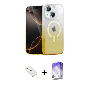 ieg™ iPhone 14 Kılıf Eksen Minimal Özel Seri - Siyah Bilvis 5in1 3D Magic Cam Ekran Koruyucu + Diamond Kamera Lens - KI