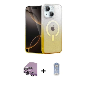ieg™ iPhone 14 Kılıf Eksen Minimal Özel Seri - Siyah Joko Magic 5D Cam + Raze Metal Kamera Lens - MR