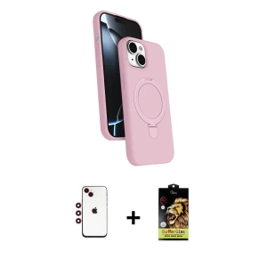 ieg™ iPhone 14 Kılıf İz Işık Koleksiyonu - Siyah Buffer Cam Ekran Koruyucu + Shine Kamera Lens - KI