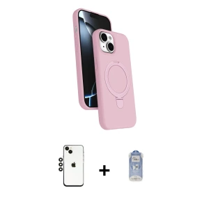 ieg™ iPhone 14 Kılıf İz Işık Koleksiyonu - Siyah Joko Magic 5D Cam + Shine Kamera Lens - SH