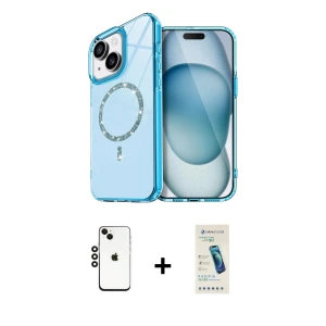 ieg™ iPhone 14 Kılıf Kıvılcım Form Prime - Şeffaf Pasifik Cam Ekran Koruyucu + Shine Kamera Lens - SH